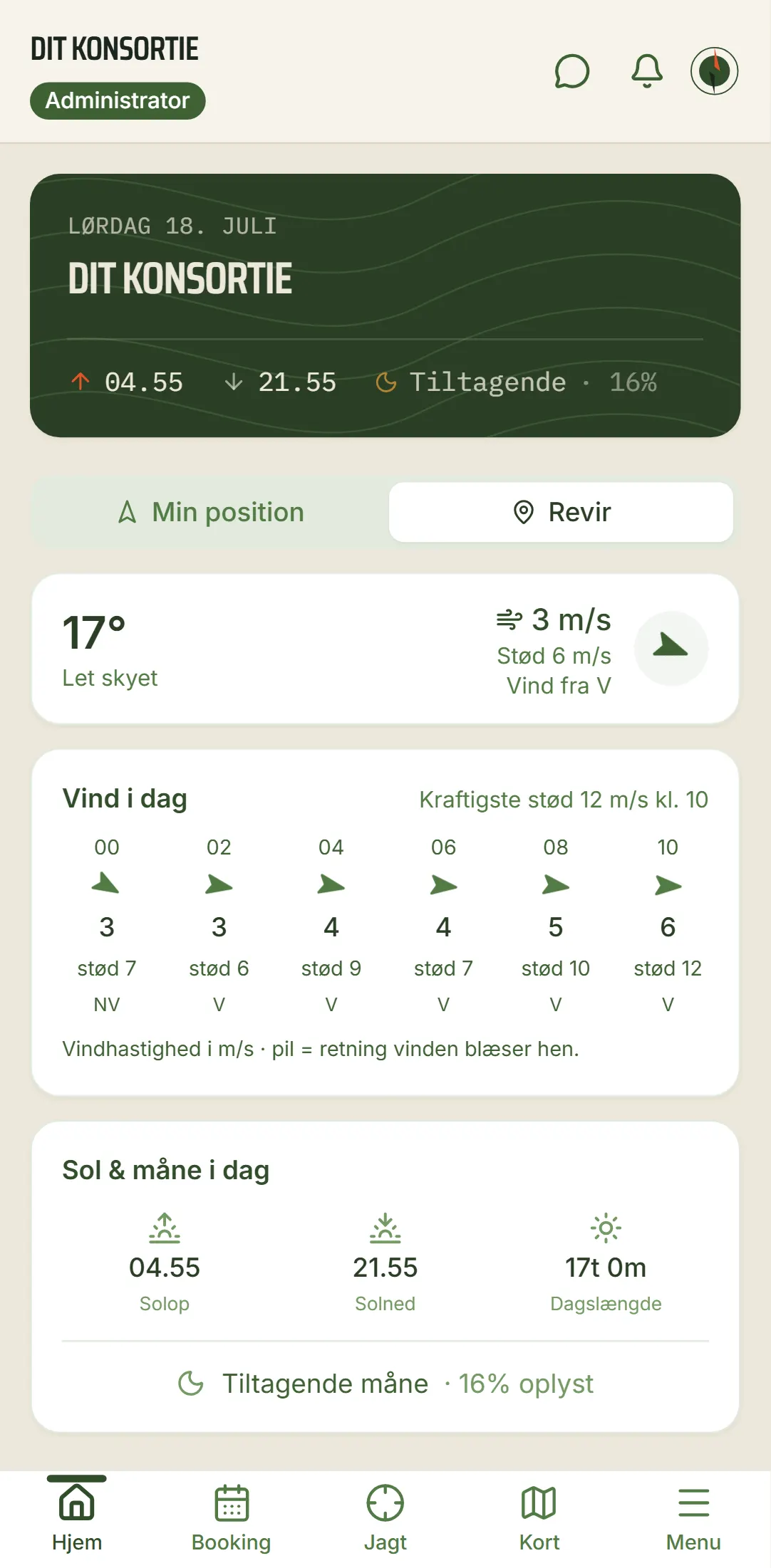 SimplyHunt dashboard på mobil
